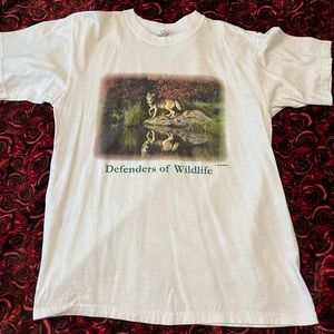 Men’s Jack Mills Defenders of Wildlife White Tee Shirt Size Large